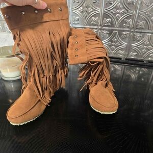 Fringed Tan Women's Boots